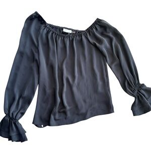 Ramy Brook Elegant Black Ruffle Blouse